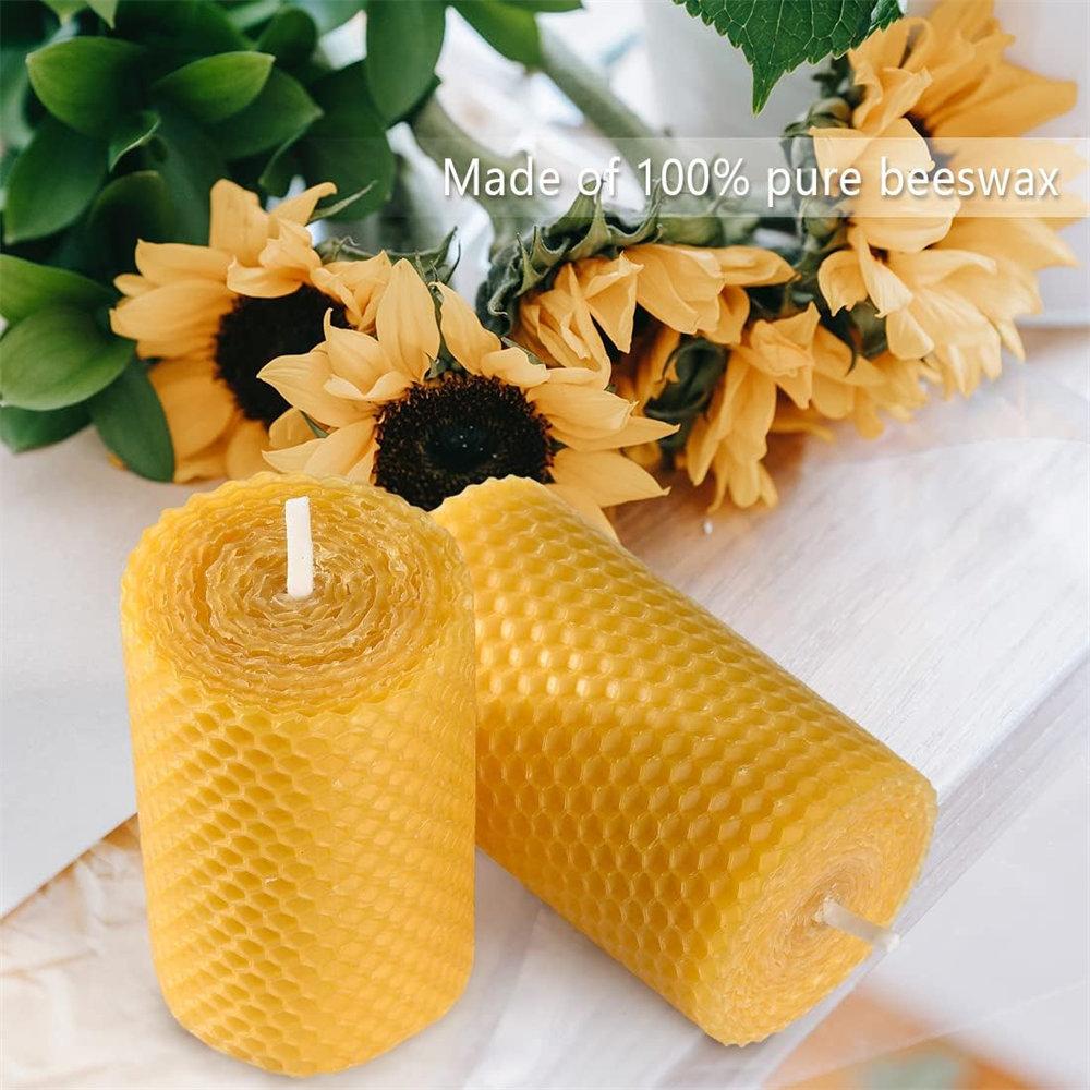 Beeswax hand-rolled honeycomb candles