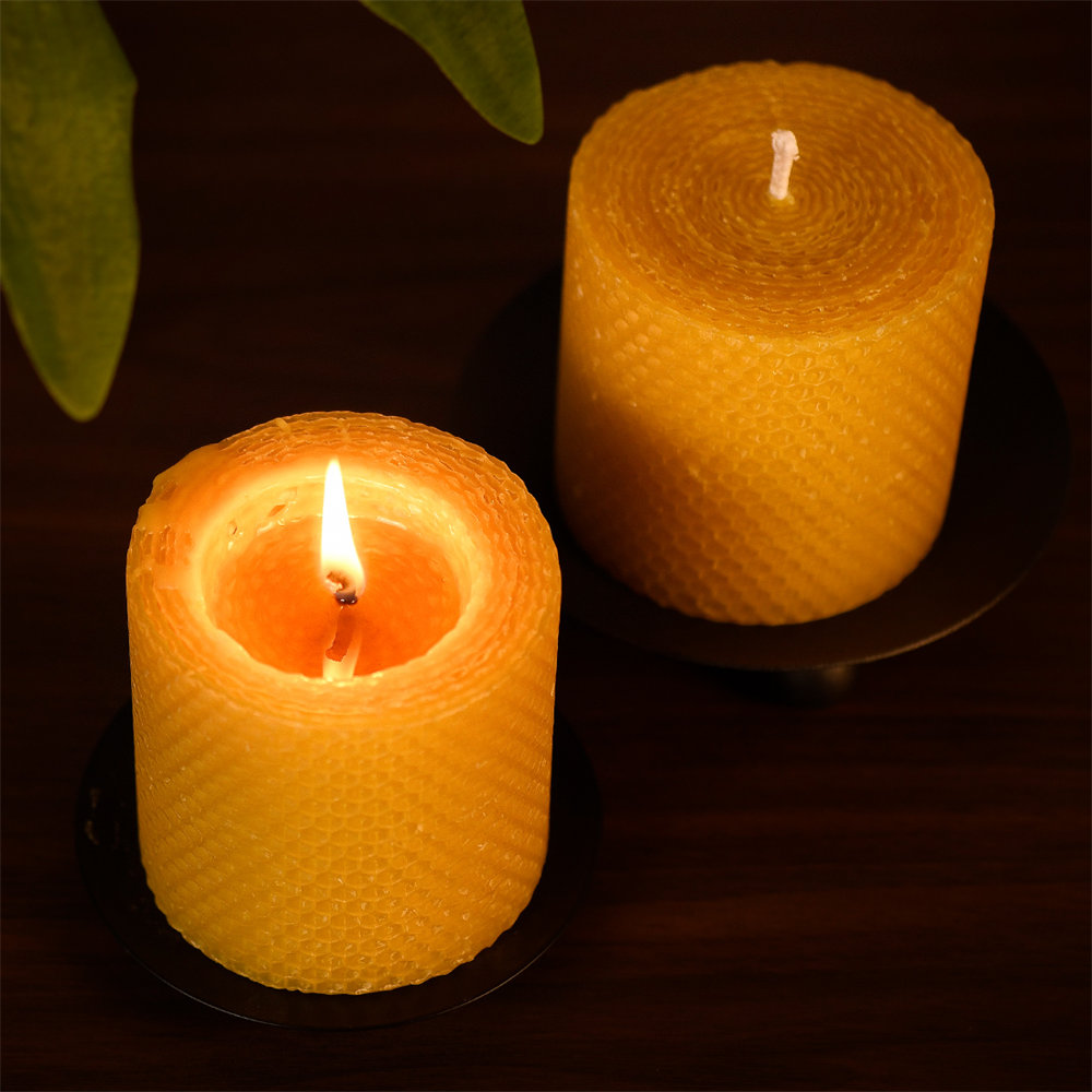 Beeswax hand-rolled honeycomb candles