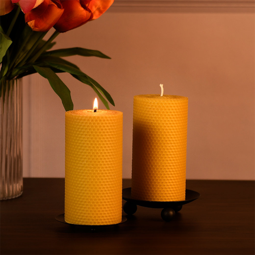 Beeswax hand-rolled honeycomb candles